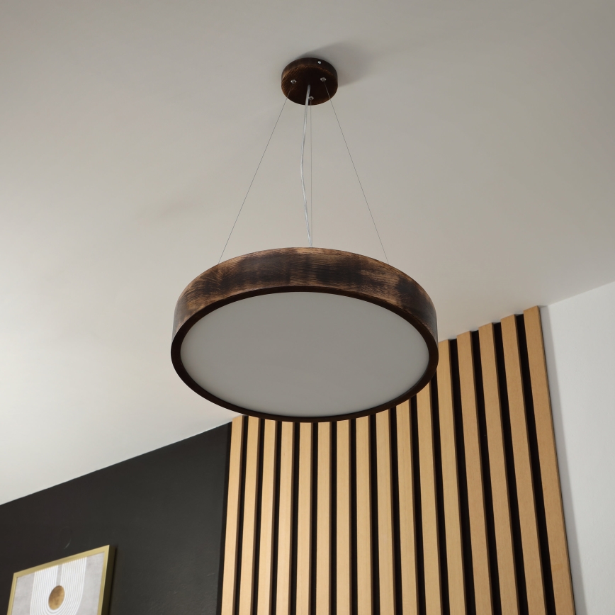 Brilagi - Lámpara colgante LED con cable CARVALHO SMOKEY, 3xE27/60W/230V, roble, diámetro 47,5 cm