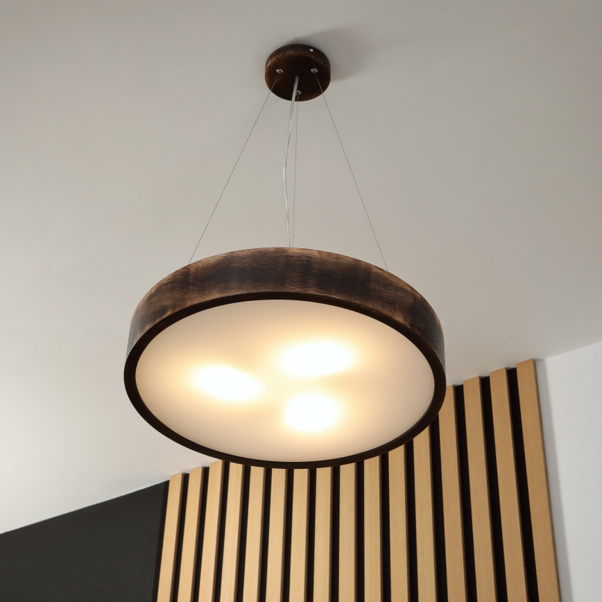 Brilagi - Lámpara colgante LED con cable CARVALHO SMOKEY, 3xE27/60W/230V, roble, diámetro 47,5 cm