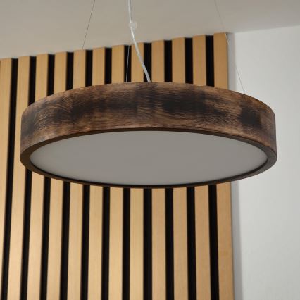 Brilagi - Lámpara colgante LED con cable CARVALHO SMOKEY, 3xE27/60W/230V, roble, diámetro 47,5 cm