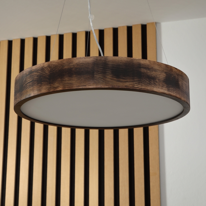 Brilagi - Lámpara colgante LED con cable CARVALHO SMOKEY, 3xE27/60W/230V, roble, diámetro 47,5 cm