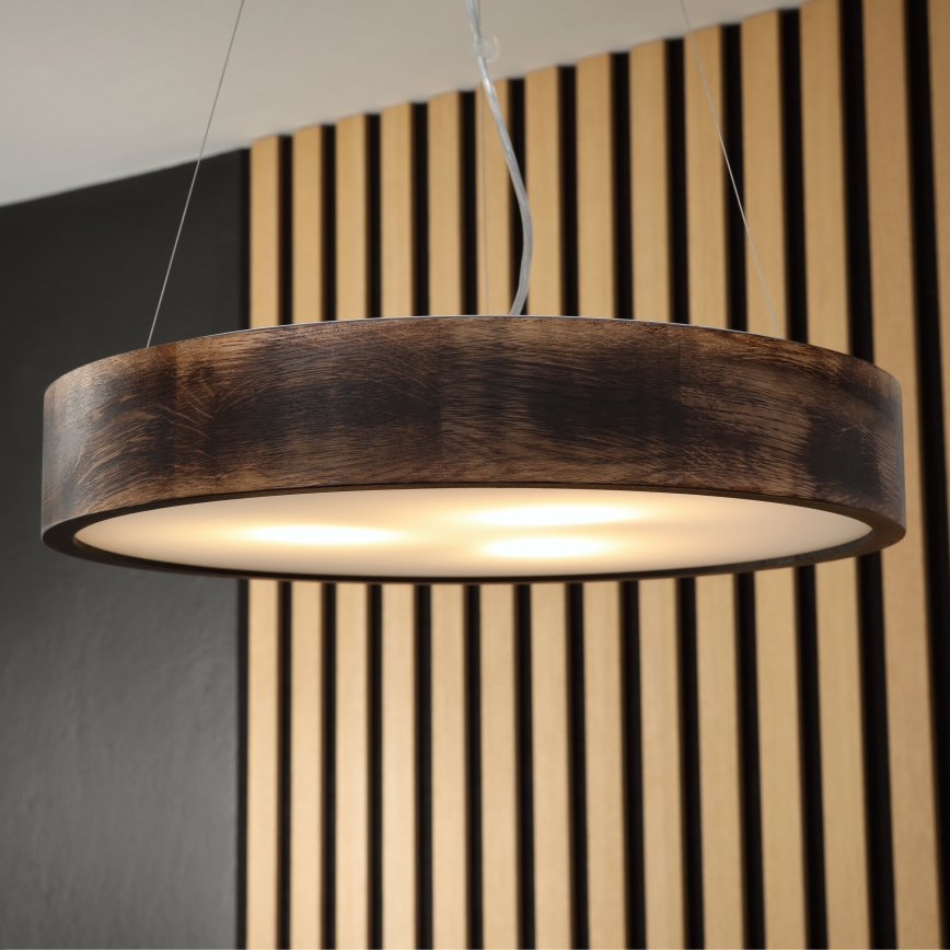 Brilagi - Lámpara colgante LED con cable CARVALHO SMOKEY, 3xE27/60W/230V, roble, diámetro 47,5 cm