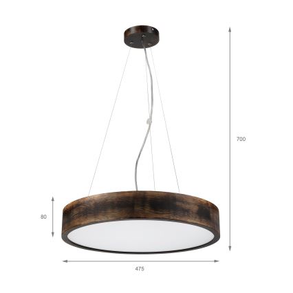 Brilagi - Lámpara colgante LED con cable CARVALHO SMOKEY, 3xE27/60W/230V, roble, diámetro 47,5 cm