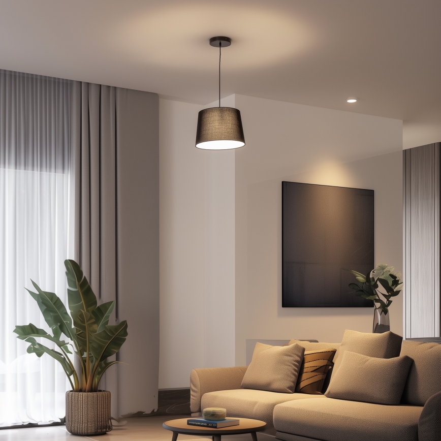Brilagi - Lámpara colgante LED con cable CERIA 1x E27/40W/230V, diámetro 30 cm, negra