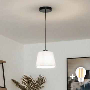 Brilagi - Lámpara colgante LED con cable CERIA 1xE27/40W/230V Ø 20,5 cm blanca