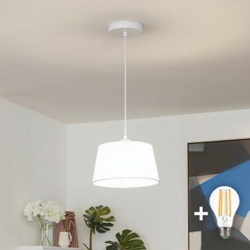 Brilagi - Lámpara colgante LED con cable CERIA 1xE27/40W/230V Ø 25 cm blanca