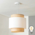 Brilagi - Lámpara colgante LED con cable CERIA 1xE27/40W/230V Ø 30 cm beige/blanco