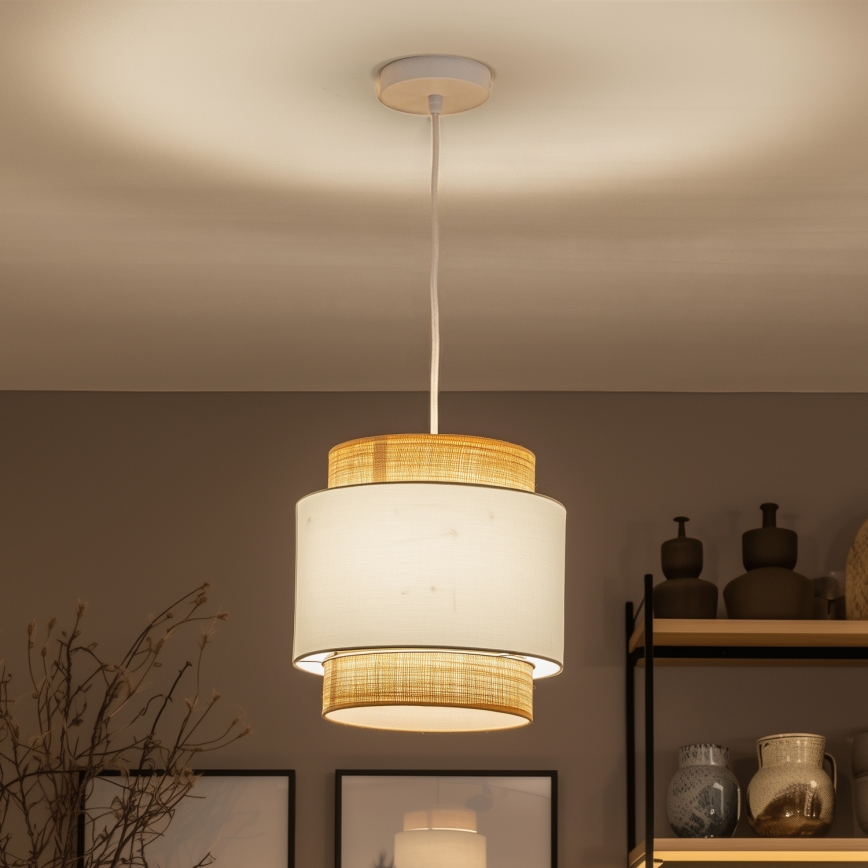 BRILAGI - Lámpara colgante LED con cable CERIA 1xE27/40W/230V Ø 30 cm beige/blanco