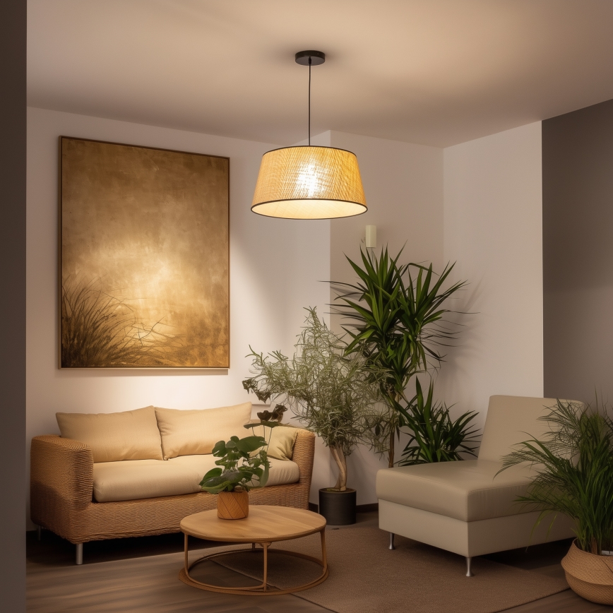 Brilagi - Lámpara colgante LED con cable CERIA 1xE27/40W/230V Ø 50 cm beige