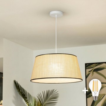 Brilagi - Lámpara colgante LED con cable CERIA 1xE27/40W/230V Ø 50 cm beige