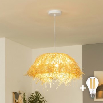 Brilagi - Lámpara colgante LED con cable CERIA BOHO 1x E27/40W/230V, Ø 40 cm, de rafia
