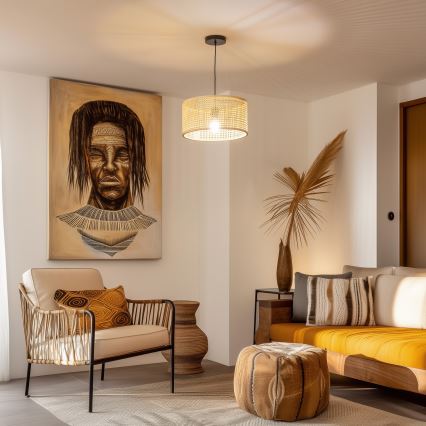 Brilagi - Lámpara colgante LED con cable CERIA BOHO 1xE27/40W/230V diámetro 40 cm bambú