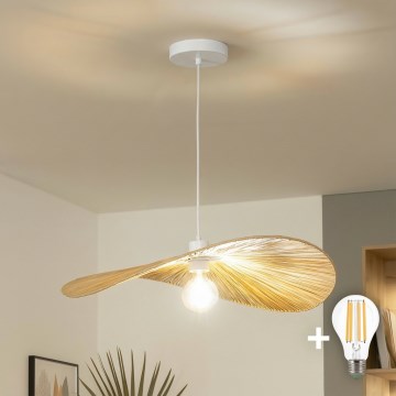 Brilagi - Lámpara colgante LED con cable CERIA BOHO 1xE27/40W/230V diámetro 60 cm rafia