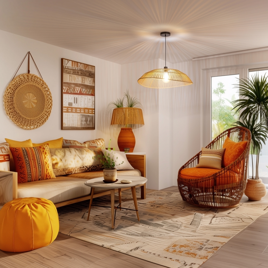 Brilagi - Lámpara colgante LED con cable CERIA BOHO 1xE27/40W/230V, diámetro 70 cm, marrón