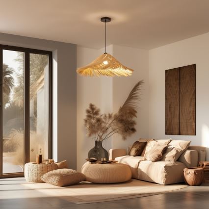 Brilagi - Lámpara colgante LED con cable CERIA BOHO 1xE27/40W/230V diámetro 70 cm ratán