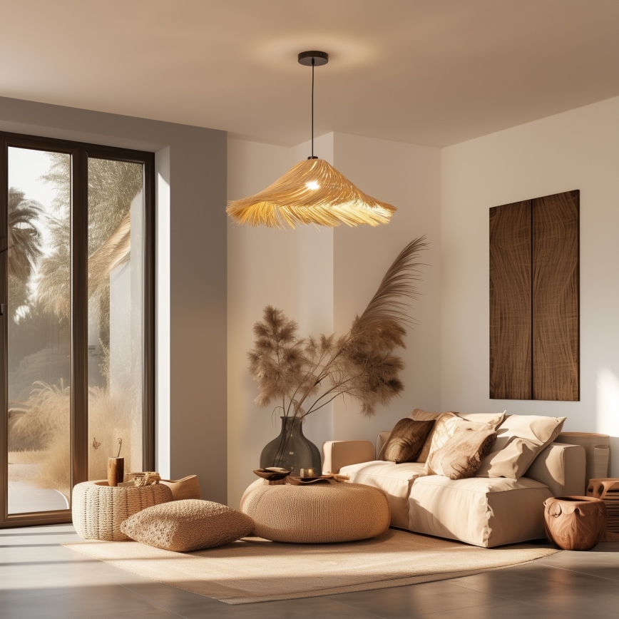 Brilagi - Lámpara colgante LED con cable CERIA BOHO 1xE27/40W/230V diámetro 70 cm ratán