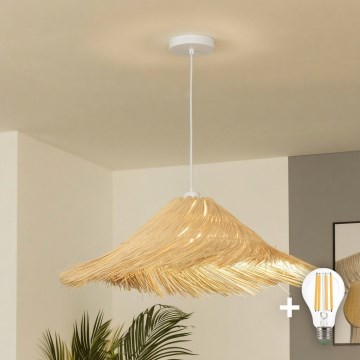 Brilagi - Lámpara colgante LED con cable CERIA BOHO 1xE27/40W/230V Ø 100 cm ratán