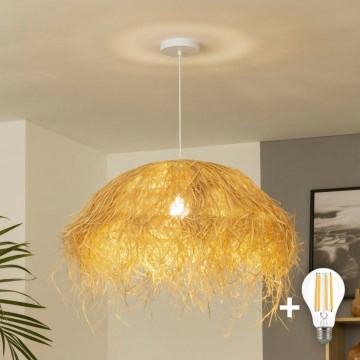 Brilagi - Lámpara colgante LED con cable CERIA BOHO 1xE27/40W/230V Ø 60 cm de rafia