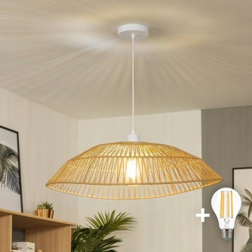 Brilagi - Lámpara colgante LED con cable CERIA BOHO, 1xE27/40W/230V, Ø 70 cm, marrón