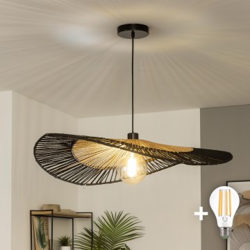 Brilagi - Lámpara colgante LED con cable CERIA BOHO 1xE27/40W/230V Ø 80 cm negro/marrón