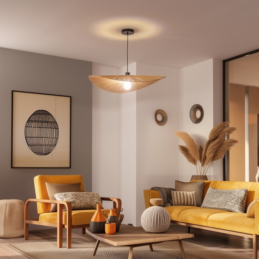Brilagi - Lámpara colgante LED con cable CERIA BOHO 1xE27/40W/230V Ø 80 cm rafia