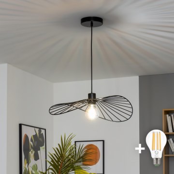 Brilagi - Lámpara colgante LED con cable CERIA WIRE 1xE27/40W/230V 40x56 cm negra