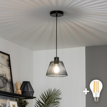 Brilagi - Lámpara colgante LED con cable CERIA WIRE 1xE27/40W/230V Ø 21 cm negra