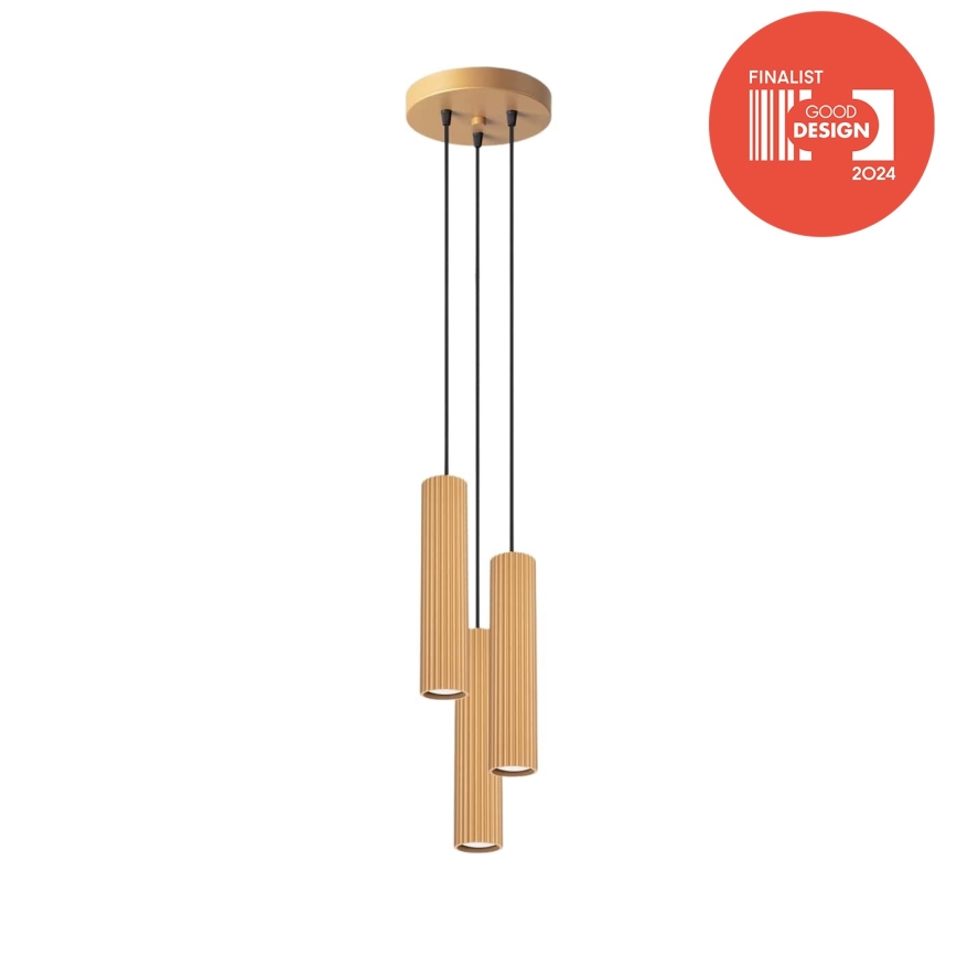 BRILAGI - Lámpara colgante LED con cable CRESTO 3xGU10/10W/230V dorada