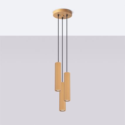BRILAGI - Lámpara colgante LED con cable CRESTO 3xGU10/10W/230V dorada