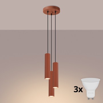 BRILAGI - Lámpara colgante LED con cable CRESTO 3xGU10/10W/230V naranja