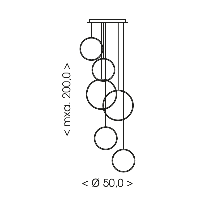 Brilagi - Lámpara colgante LED con cable ECHO LED/80W/230V 4000K diámetro 50 cm negra