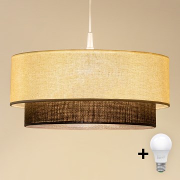 Brilagi - Lámpara colgante LED con cable estilo BOHO 1xE27/15W/230V Ø 40 cm crema/marrón
