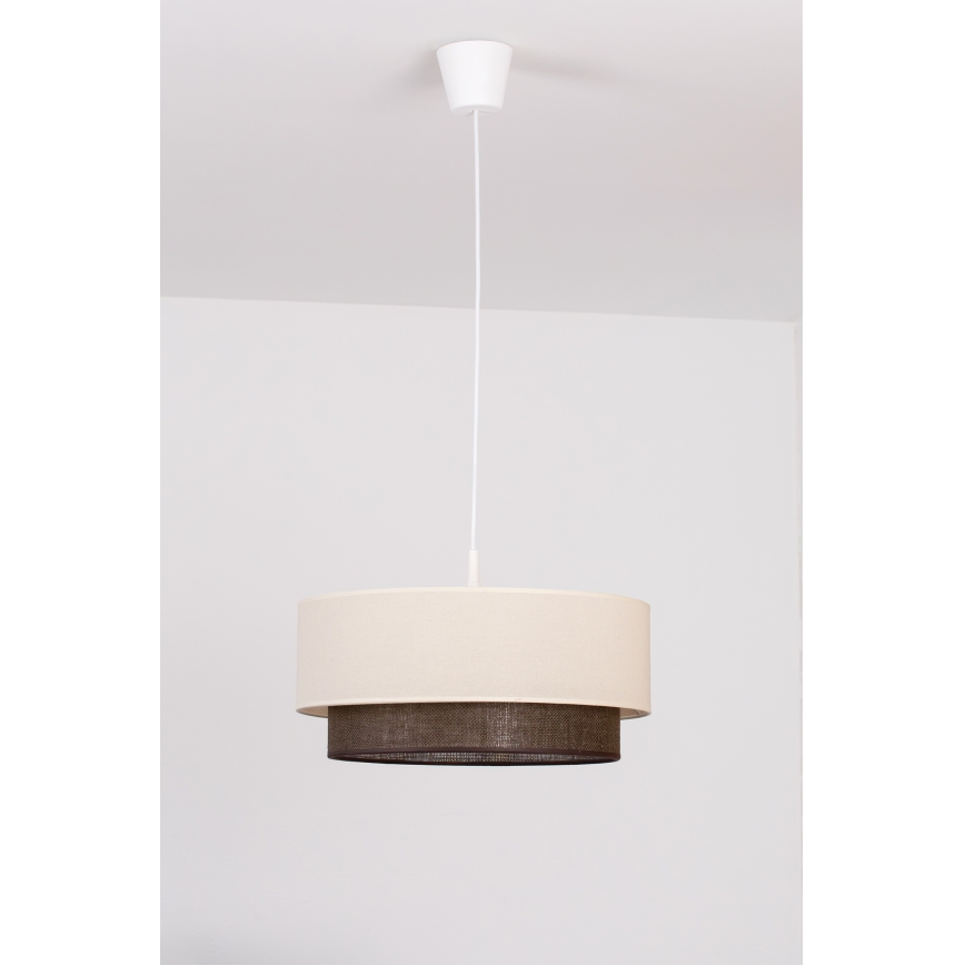 Brilagi - Lámpara colgante LED con cable estilo BOHO 1xE27/15W/230V Ø 40 cm crema/marrón