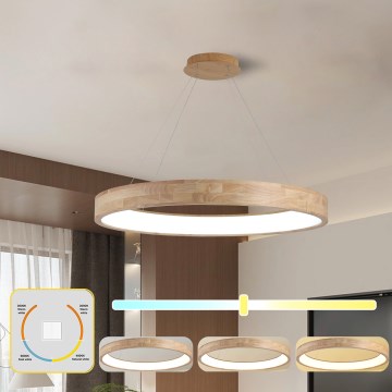 Brilagi - Lámpara colgante LED con cable FALCON WOOD LED/60W/230V 3000/4000/6000K Ø 80 cm madera