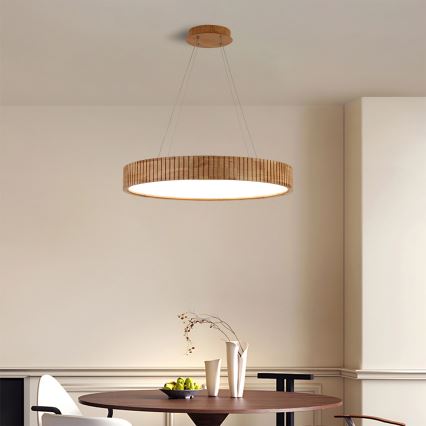 Brilagi - Lámpara colgante LED suspendida por cable FALCON WOOD MODERN LED/40W/230V 3000/4000/6000K, diámetro 60 cm, acabado en madera