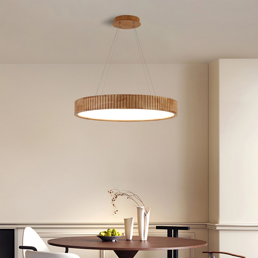 Brilagi - Lámpara colgante LED suspendida por cable FALCON WOOD MODERN LED/40W/230V 3000/4000/6000K, diámetro 60 cm, acabado en madera