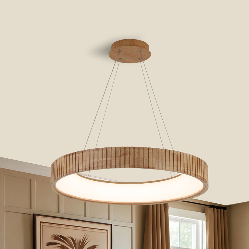 Brilagi - Lámpara colgante LED suspendida por cable FALCON WOOD MODERN LED/40W/230V 3000/4000/6000K, diámetro 60 cm, acabado en madera