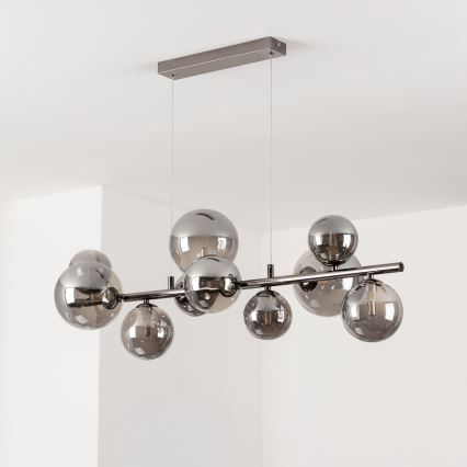 Brilagi - Lámpara colgante LED con cable MILLA 10xG9/3W/230V negro cromado/ahumado
