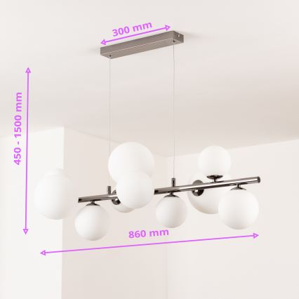 Brilagi - Lámpara colgante LED con cable MILLA 10xG9/3W/230V negro cromado/blanco