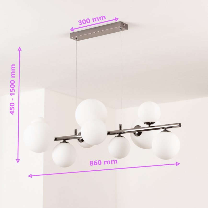 Brilagi - Lámpara colgante LED con cable MILLA 10xG9/3W/230V negro cromado/blanco