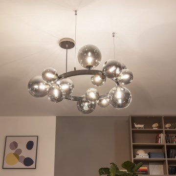 Brilagi - Lámpara colgante LED con cable MILLA 15xG9/3W/230V negro cromado/ahumado