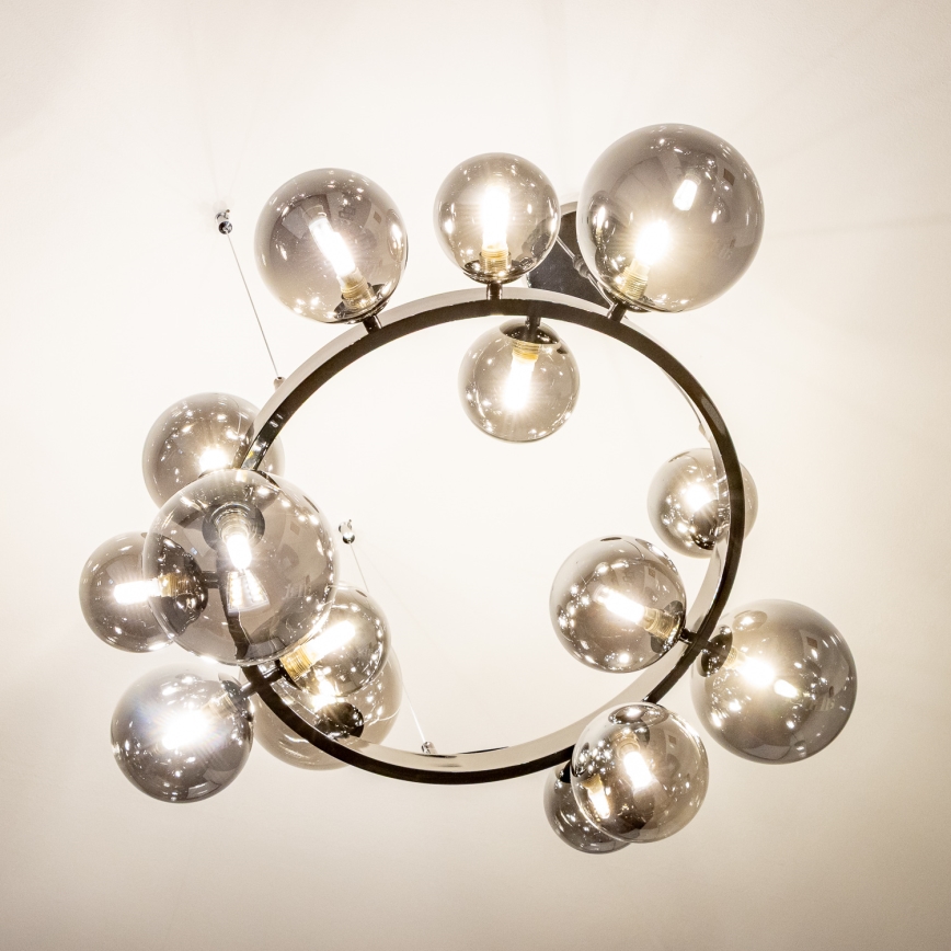 Brilagi - Lámpara colgante LED con cable MILLA 15xG9/3W/230V negro cromado/ahumado