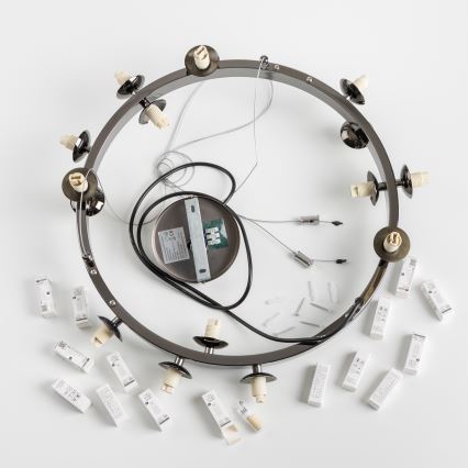 Brilagi - Lámpara colgante LED con cable MILLA 15xG9/3W/230V negro cromado/ahumado
