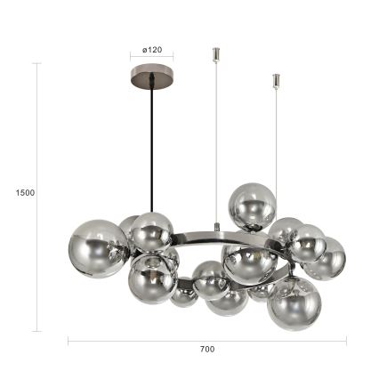 Brilagi - Lámpara colgante LED con cable MILLA 15xG9/3W/230V negro cromado/ahumado