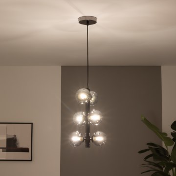 Brilagi - Lámpara colgante LED con cable MILLA 6xG9/3W/230V negro cromado/ahumado
