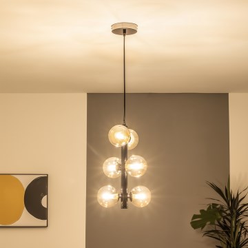 Brilagi - Lámpara colgante LED con cable MILLA 6xG9/3W/230V negro cromado/dorado