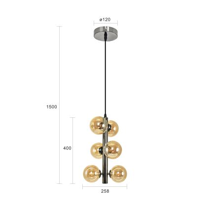 Brilagi - Lámpara colgante LED con cable MILLA 6xG9/3W/230V negro cromado/dorado