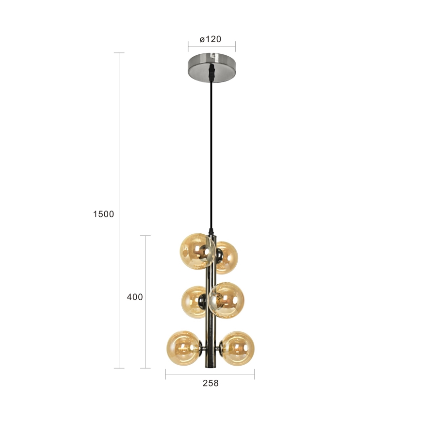 Brilagi - Lámpara colgante LED con cable MILLA 6xG9/3W/230V negro cromado/dorado