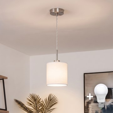 Brilagi - Lámpara colgante LED con cable NUBILA 1xE27/60W/230V diámetro 14 cm blanca