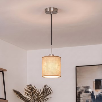 Brilagi - Lámpara colgante LED con cable NUBILA 1xE27/60W/230V Ø 14 cm negro/marrón claro