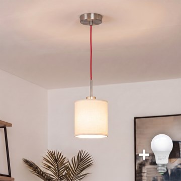 Brilagi - Lámpara colgante LED con cable NUBILA 1xE27/60W/230V Ø 14 cm roja/crema